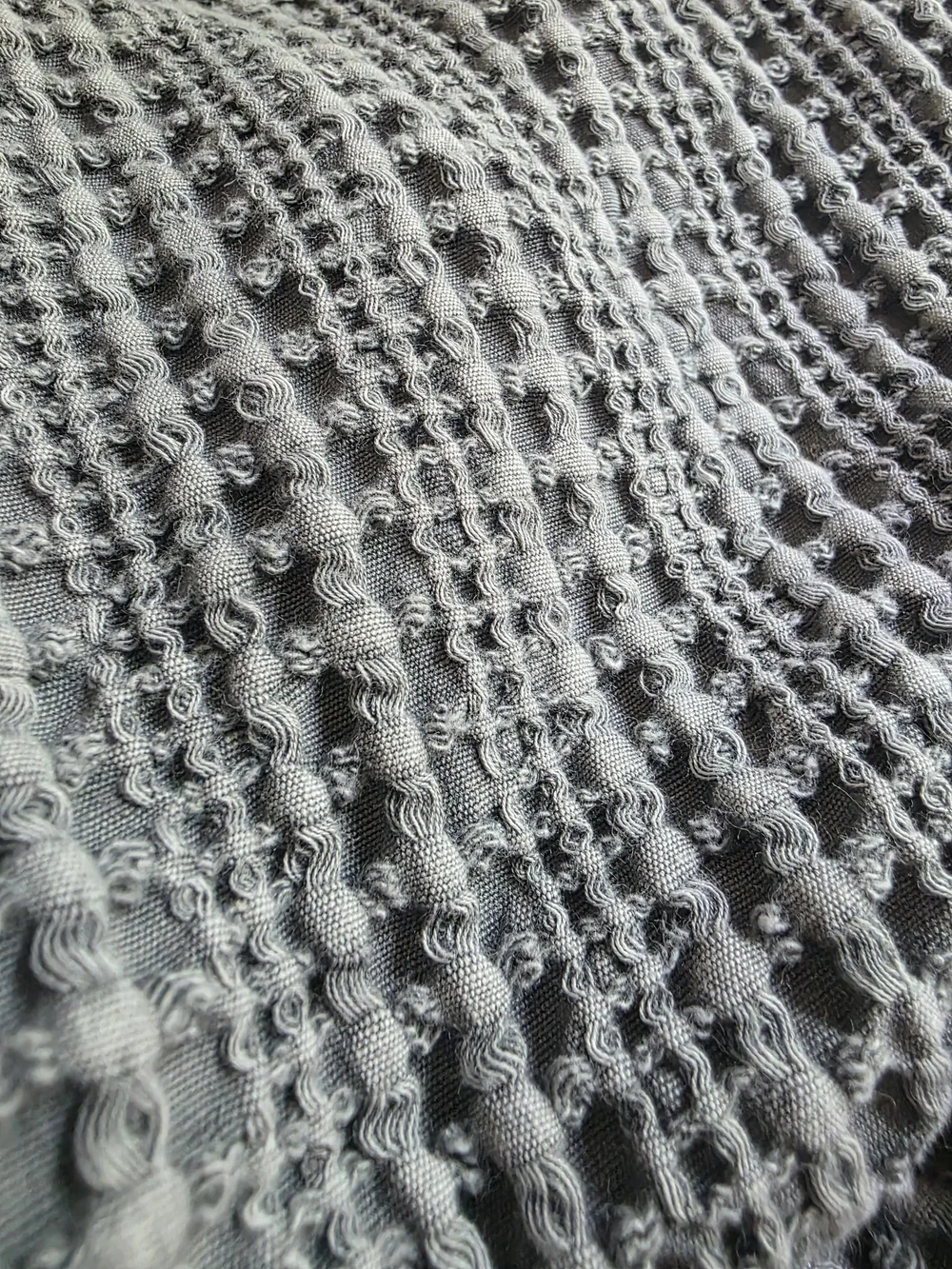 Pottery Barn Women's Waffle-Knit Cotton Gray Sheet.